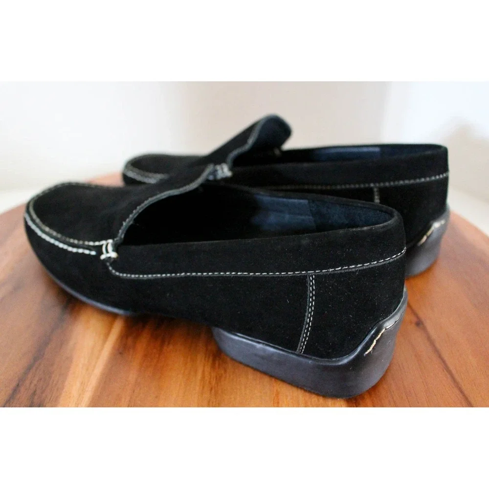 Gordon Rush Shoes Mens 9 Black Suede Slip On Loafers Moc Toe Drivers
